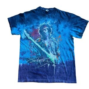 Vintage Liquid Blue Jimi Hendrix Tie Dye Graphic T-Shirt Mens M Blue Rock Tee